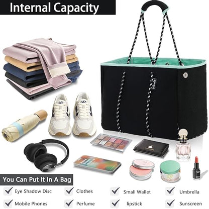 Hibala Neoprene Multipurpose Beach Bag,Gym/Travel/Pool Bag,Tote For Women&Men - color: Black