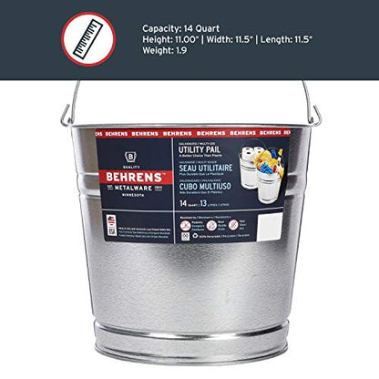 Behrens Galvanized Steel Utility Pail 14-Quart - size: 14-Quart, style: Galvanized