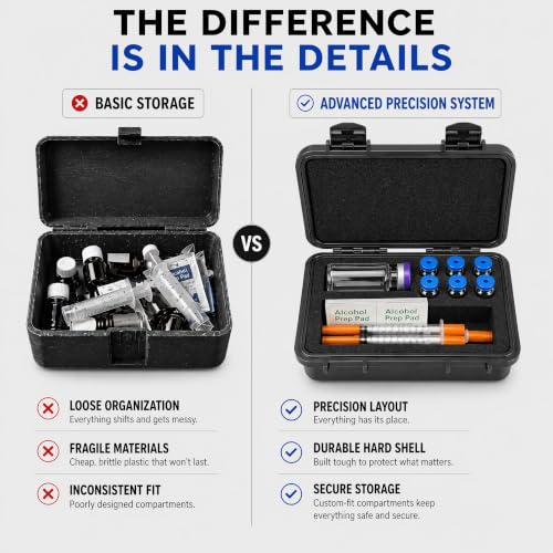 Peptide Case for Fridge & Travel - 3ml and 30ml Vial Storage for BAC Water for Peptides, 8 Slots Injection Travel Kit, Vials Organizer Room for Syringes and Skin Prep Wipes (Case Only)