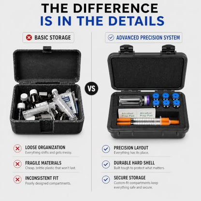 Peptide Case for Fridge & Travel - 3ml and 30ml Vial Storage for BAC Water for Peptides, 8 Slots Injection Travel Kit, Vials Organizer Room for Syringes and Skin Prep Wipes (Case Only)