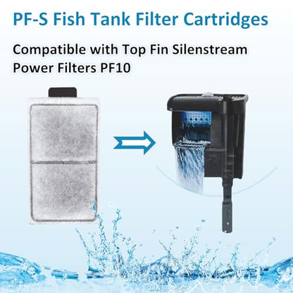 16 Pack PF-S Fish Tank Filter Cartridges, Aquarium Filter Cartridges Replacement Compatible with Top Fin Silenstream PF10 Power Filters - size: 16 Pack