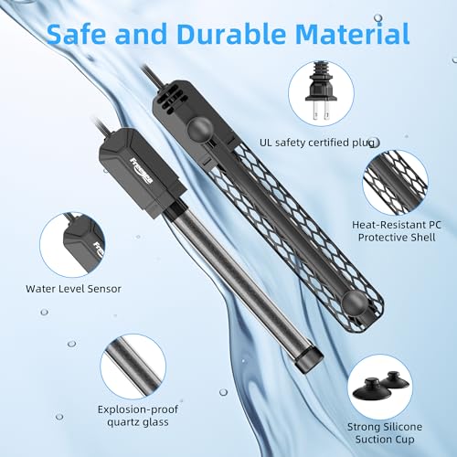 FREESEA Adjustable Aquarium Heater 75-120Gal: 500W 64-95°F Precise Control | Holds Temperature Steady Within 1° F for TropicalFish Community Tanks - External Digital Controller & Dry Run Protection - size: 500W(75-120gallon)