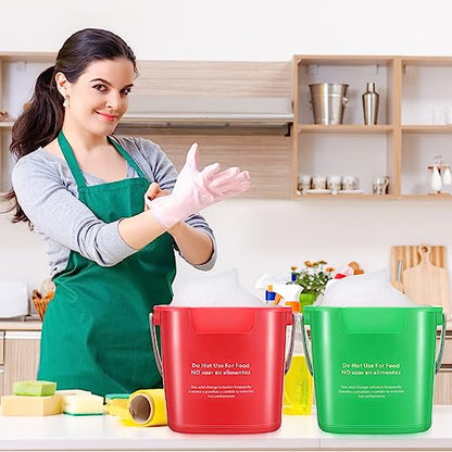 Lallisa 12 Pcs 3 Quart Cleaning Bucket Small Sanitizing Square Bucket Detergent Pail for Home Office Commercial Restaurant Kitchen Bathroom School (Red Green) - color: Red Green
