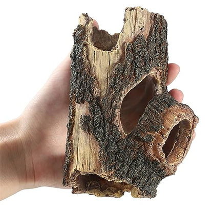 IBWell Aquarium Wood Fish Tank Decorations，Resin Fake Logs Terrarium DÉCor, Reptile Hide Aquarium Hideout for Fish Cave, Small Turtles, to 20 Gallon Tank - size: 5.3"*2.0"*8.9"