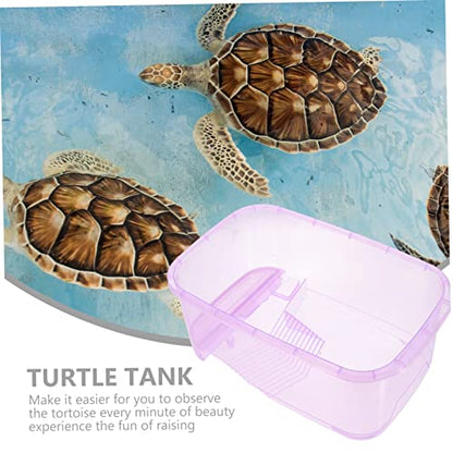 Generic 2pcs Turtle Feeding Box Turtle Tortoise Tank Aquarium Water Case Fish Bowl Hermit Crab Gecko Tortoise Breeding Tank Raising Plastic