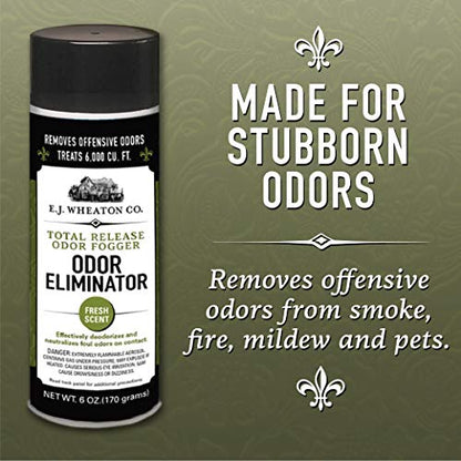 E.J. Wheaton Odor Eliminator, Total Release Odor Fogger, 3 Pack, Effectively Deodorizes and Neutralizes Foul Odors on Contact, Fresh Scent (6 OZ)