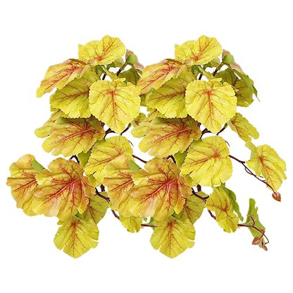 2Pack Yellow Reptile Plants Fake Heuchera Terrarium Hanging Suction | Tank Decor Fits Gecko Lizard Snake Amphibian Habitat - color: F-fake Heuchera Micrantha Yellow