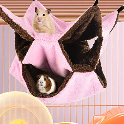 3 Tier Ferret Rat Hammock,Guinea Pig Cage Accessories,11.8x11.8 Inches,Pet Cage Hanging Bunkbed Hammock for Small Animals,Guinea Pig,Ferret,Kitten,Squirrel,Chinchilla,Rat,Parrot - color: pink