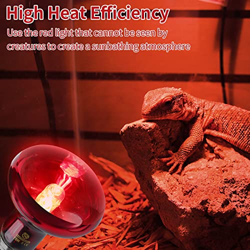 Reptile Heat Lamp Bulbs, Infrared 75W Reptiles & Amphibians Basking Spot Lamp Bulb-2 PCS, Red Heat Emitter Light for Chickens Coop - color: Red(75*2)