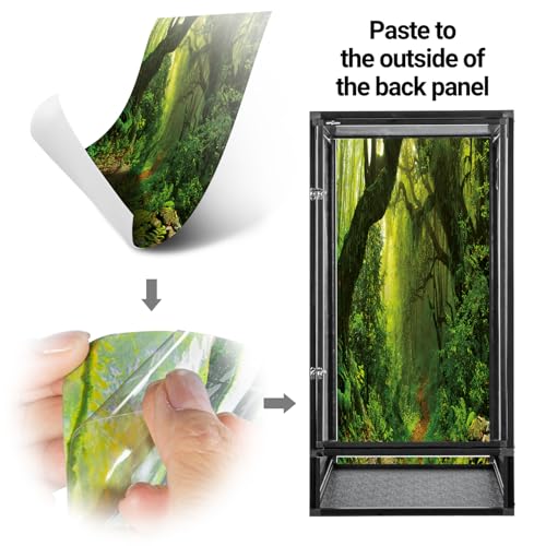 REPTI ZOO 18" x 18" x 36" Front Opening Chameleon Cage with 3-Sided Metal Mesh, 50 Gallon Screen Vertical Terrarium with Background Sticker, Tall Enclosure for Chameleon, Tree Frog, Arboreal Reptiles - size: 18" x 18" x 36"