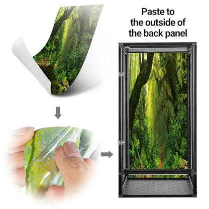 REPTI ZOO 18" x 18" x 36" Front Opening Chameleon Cage with 3-Sided Metal Mesh, 50 Gallon Screen Vertical Terrarium with Background Sticker, Tall Enclosure for Chameleon, Tree Frog, Arboreal Reptiles - size: 18" x 18" x 36"