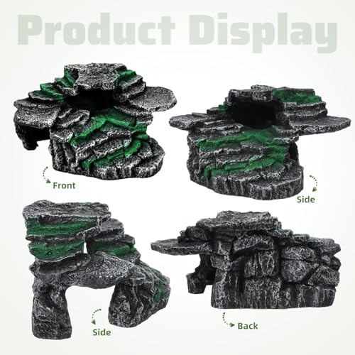 Kisangel Turtle Basking Platform for Aquatic Turtles Resin Reptile Basking Rock Turtle Tank Decor Resting Rock for Reptile Habitat Aquarium Accessories