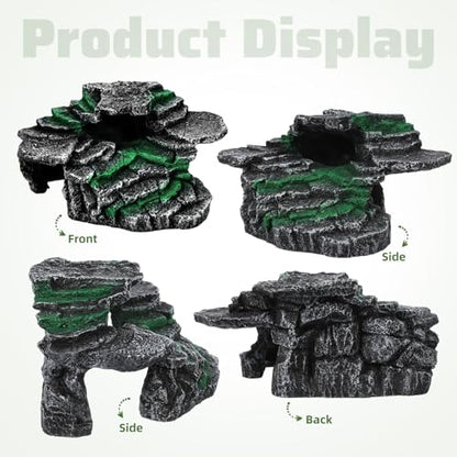 Kisangel Turtle Basking Platform for Aquatic Turtles Resin Reptile Basking Rock Turtle Tank Decor Resting Rock for Reptile Habitat Aquarium Accessories