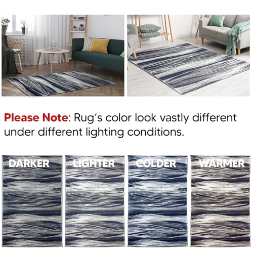 Keen Home Design Throw Rugs - 24"x36" Non-Shedding, Thick Pile Abstract Rugs for Kitchen, Living Room, Bedroom, Dining Room, Entryway - Size: 2' x 3', Skrik Navy - color: Skrik Navy, size: 2' x 3' (Rectangular)