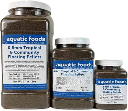 0.5mm - 1/64" Tropical & Community Fish Floating Pellets... 3-lbs 12oz Jar | 0.5mm - 1/64" Tropical & Community Fish Floating Pellets For Tetras, Guppies, Angel Fish, Small Cichlids, Goldfish, Tropicals - size: 3.75 Pound (Pack of 1)