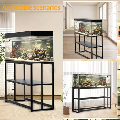 Akenow 55-75 Gallon Fish Tank Stand with Storage Shelf, 48.5 x14.9 x 29.2 Inch Aquarium Stand, Turtle Tank, Reptile Terrariums and Breeder Tank Stand,980LBS Capacity, Black - color: Black