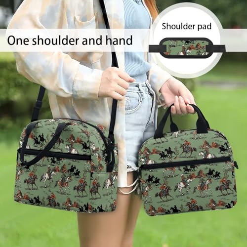 Western Style Kids Lunch Bag :Aztec Western Cowboy Large Capacity Fits Lunch Box -Good for Cowboy Birthday Party, Farm Visit & Camping - color: Aztec Western Cowboy