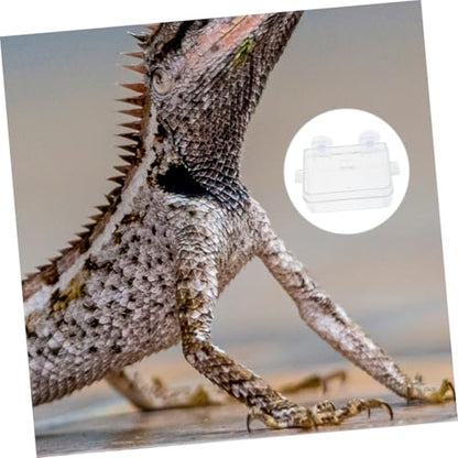 HANABASS Reptile Feeding Bowl Cup Transparent -Escape and Food for Lizards Geckos Bearded Dragons and Chameleons Easy to Clean and Maintain - color: Transparent, size: 13.50X6.50X3.50CM