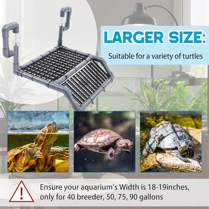 Adjustable Extra Large Turtle Basking Platform, 18-19" Wider Hanging Dock, Basking Area for Aquarium Tank 40/50/65/75/90 Gallon, DIY Assembly Tortoise Tank Accessories - style: Stylish