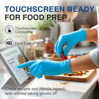 Schneider Nitrile Gloves, Gloves Disposable Latex Free, Powder Free | Black / Blue, 4-Mil, Medical Exam Glove, Food Safe Gloves, Cooking Gloves, Cleaning Gloves - color: Blue, size: Medium