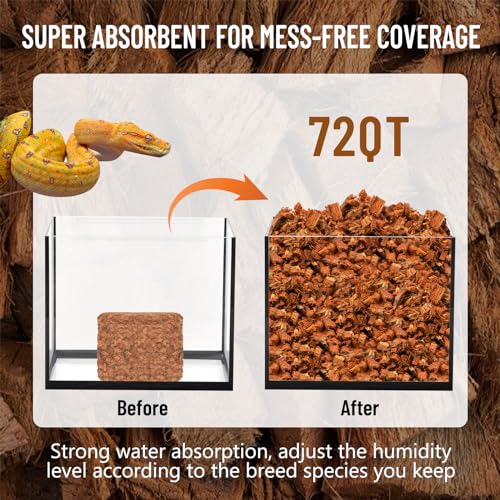 Riare 10LB Coconut Husk Chip for Reptiles, 72 Quart Coconut Fiber Substrate | Coco Chips Substrate Coconut Husk Bedding for Snakes, Tortoises, Ball Python, Bearded Dragon, Geckos, Lizards, Frogs - color: 1 Pack-10LB