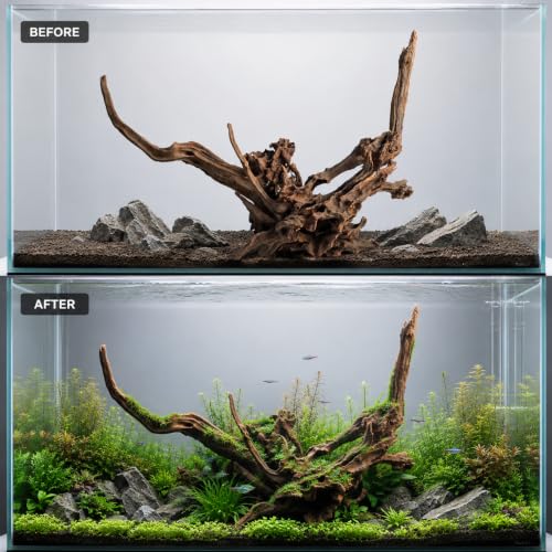emours Natural Aquarium Driftwood, Upright Root Style Wood for Fish Tank Decor, Unique Driftwood for Aquascape, Terrarium and Reptile Display, 1 Piece (12-16" (30-40 cm)) - size: 12-16" (30-40 cm)