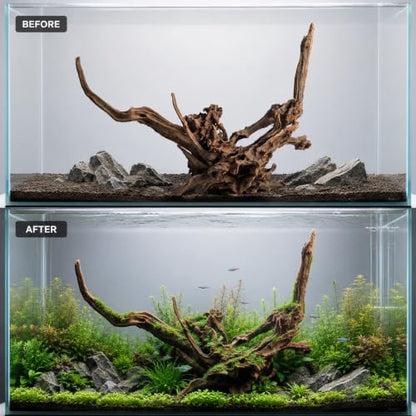 emours Natural Aquarium Driftwood, Upright Root Style Wood for Fish Tank Decor, Unique Driftwood for Aquascape, Terrarium and Reptile Display, 1 Piece (12-16" (30-40 cm)) - size: 12-16" (30-40 cm)