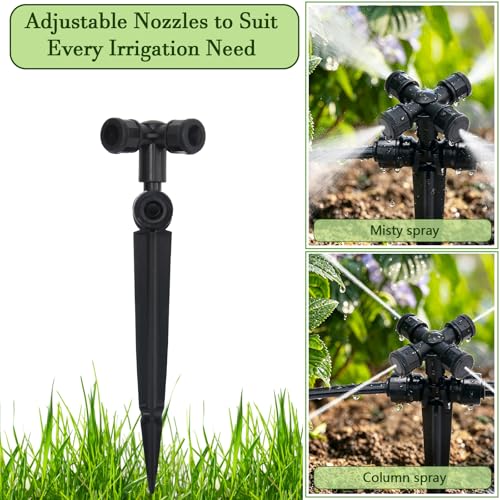 50FT Drip Irrigation System Kit, Garden Watering System | with Quick Connectors 1/4 inch Drip Tubing & Quick Connect Fittings Adjustable Mist, Watering System for Outdoor Plants