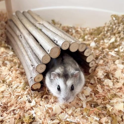 Natural Wooden Hamster Mouse Tunnel Tube, Small Animal Chew Toy for Rat Rodents