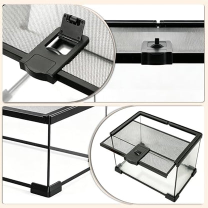 12x8x6 Reptile Enclosure, Glass Terrarium for Geckos, Lizards | Clear glass enclosure for leopard geckos, lizards, frogs, snails & isopods. Easy assembly with escape-proof locking lid.