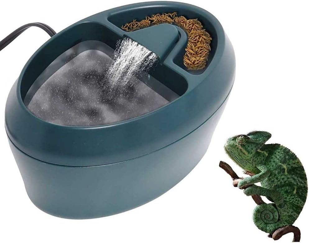 pet Water Reptile Drinking Fountain Water Dripper Suitable for Snake Gecko Lizard-Chameleon Bearded Dragon Water Dish Bowl Amphibians Insects Gecko Lizard Turtle Frog Water and Food with Water Pump