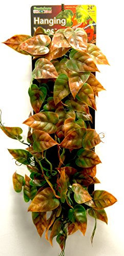 Penn-Plax Reptology Decorative Hanging Terrarium Plant Vines for Reptiles and Amphibians – 24” Length – Green & Orange - color: Green & Brown, size: 24" Length