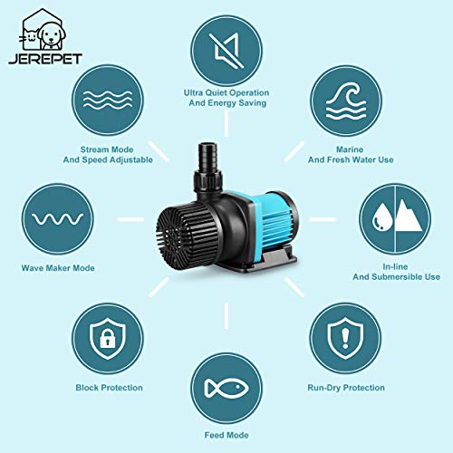 520GPH 20W 9FT Aquarium 24V DC Water Pump with Controller, Submersible and Inline Return Pump for Fish Tank,Aquariums,Fountains,Sump,Hydroponic,Pond,Freshwater and Marine Water Use - size: 520GPH,20W,9FT