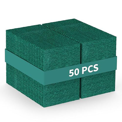 50-Pack Heavy Duty Green Scouring Pads 4x6 Inch | Reusable Non-Scratch Scrub Pads for Kitchen, Dishes, Pots, Pans, Grills & Household Cleaning | Multipurpose Scrubbers for Tough Stains - size: 4 X 6 50 Pack