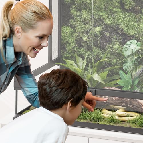 Erinnyees 67 Gallon Reptile Terrarium with Top Screen Ventilation, Snake Habitat with Heating Pad Space, Front Opening Reptile Vivarium with Sliding Cable Outlet for Snakes, Leopard Geckos, Turtles - size: 67 Gallon