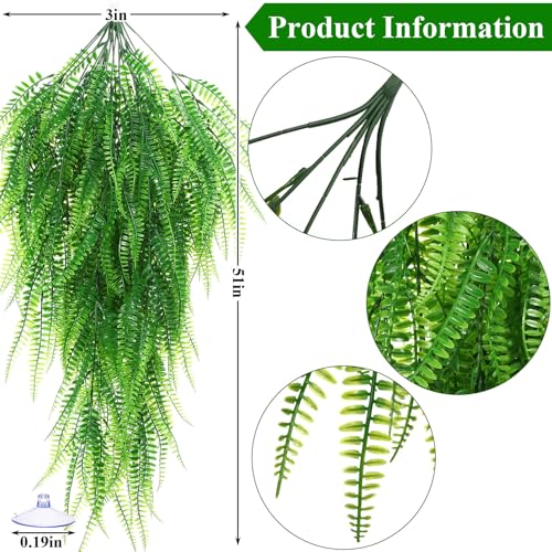 8 Pack Reptile Plants Terrarium Hanging Plant Vine Boston Climbing Terrarium Plant with Suction Cup for Bearded Dragons Lizard Crested Gecko Snake Crab Tank(Classic Series,Light Dark Green) - style: Classic Series