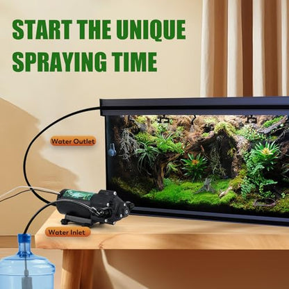 Moongiantgo Reptile Misting System with 360°Adjustable Nozzles&Timer Socket | Reptile Mister with 4PCS 360°Adjustable Single Nozzles&2PCS Double Nozzles, Terrarium Mister for Lizard Chameleon Snake Frog