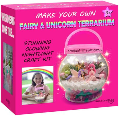 Make Your Own Light-Up Fairy & Unicorn Terrarium Arts and Crafts for Kids, Fairy Gifts for Girls Ages 4 5 6 7 8 9 10 Years, Best DIY Art Set, Unicorns Gifts & Little Girls Fairy Toys Birthday Present - style: Fairy & Unicorn