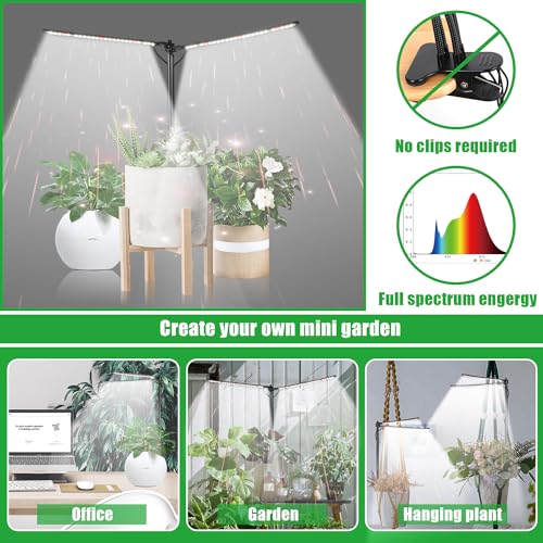 bodkar Plant Grow Light, Plant Lamp for Indoor Plants Growing | 6000K White Red Light for Succulents Mini Small Plants Growth (Without Timer/Dimming) - color: #2 Black（no timer）