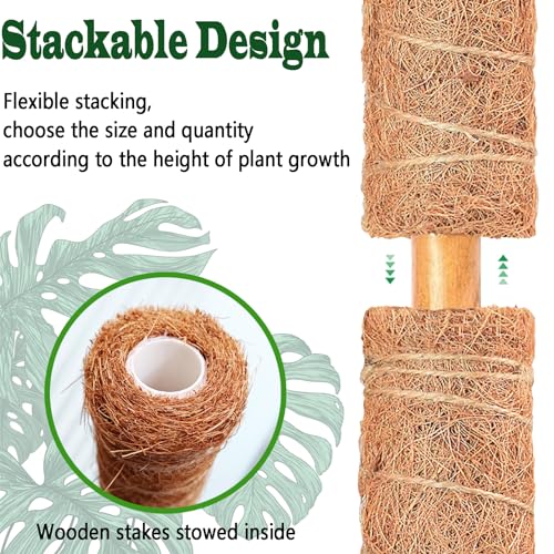 4 Pack 22 Inch Moss Poles, Stackable Moss Pole for Plants Monstera, 70 Inch Tall Moss Poles for Climbing Plants Indoor, Coir Totem Plant Support Stakes Stand for Potted Plants, Pothos - size: 4 pack 22in
