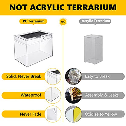 Slide Lid Tank L 11.8x7.8x5.9IN and Reptile Terrarium Kit L 15.6“ x 8“ x 10”