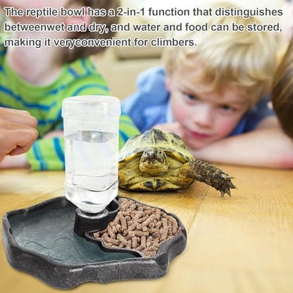 Automatic Reptile Water Feeder, Turtle Food and Water Bowl, Tortoise Water Bottle, Water Dispenser for Snake Bearded Dragon Lizard and Chameleon