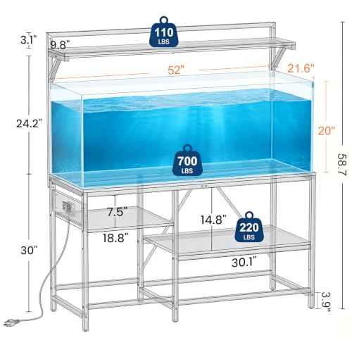 55 Gallon Fish Tank Stand for Standard & Breeder Tanks, Black | Fits 55 Gal (Long/Tall/Breeder) & 75 Gal Standard Tanks for Aquarium, Reptile Terrarium & Turtle Tank, 52"L x 21.6"W - size: 55 Gallon