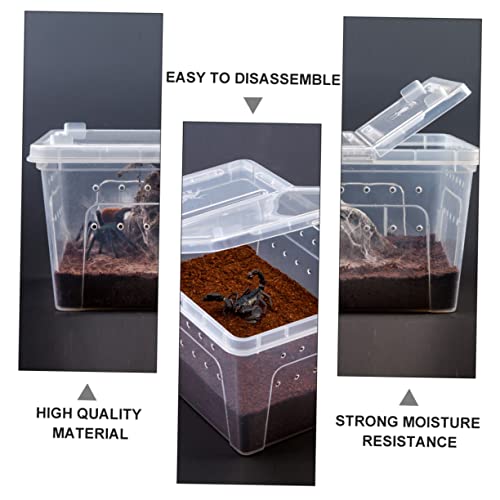 NOLITOY Transparent Reptile Feeding Box Set Durable Breeding Container for Snakes Lizards and Pets Easy to Clean with Breathable for Transport and Habitat Use
