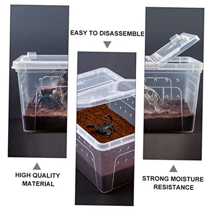 NOLITOY Transparent Reptile Feeding Box Set Durable Breeding Container for Snakes Lizards and Pets Easy to Clean with Breathable for Transport and Habitat Use