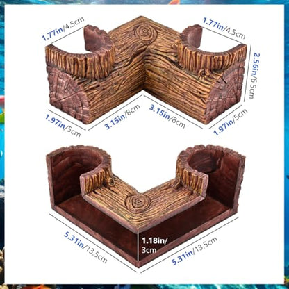Aquarium Cave, Natural-Looking Wood-Like Fish Tank Cave for Corners, 5.1” x 2” x 2.6” Tunnel Cave & Hideout for Aquarium Guppy, Corydoras Catfish, Bettas Hide