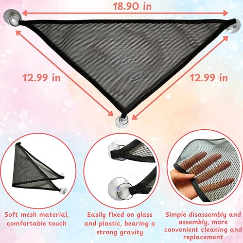 Axolotl Hammock for Aquarium with Bubble Diffuser for Fish Tank, Aerator Air Stone, Breathable Mesh Hammock and Suction Cups for Axolotl Tank Accessories (Black Bubbler, M)
