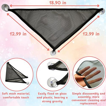 Axolotl Hammock for Aquarium with Bubble Diffuser for Fish Tank, Aerator Air Stone, Breathable Mesh Hammock and Suction Cups for Axolotl Tank Accessories (Black Bubbler, M)
