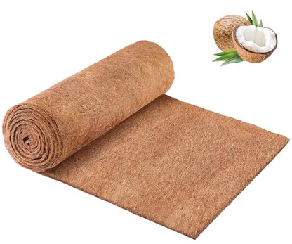 Remiawy Coco Liner Roll, 16 x 120 Inch Coconut Fiber Liners for Planters, Natural Coco Coir Mats Sheet for Flower Basket, Garden Decoration, Reptile Carpet, Animal Pet Pad, Window Box, DIY Moss Pole - size: 16x120 Inch