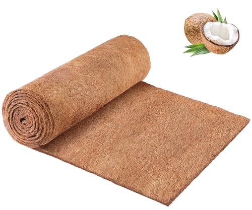 Remiawy Coco Liner Fiber Roll, 16 x 40 Inch Natural Coconut Coir Liner Sheet Coco Mat for Planter Flower Basket, Garden Decoration, Reptile Carpet, Animal Pet Pad, Window Box, DIY Moss Pole, Tortoise - size: 16X40 Inch